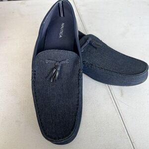 Nautica‎ Men's Weldin Size 13 Tassel Driving Moc Slip On Fabric Blue Loafers